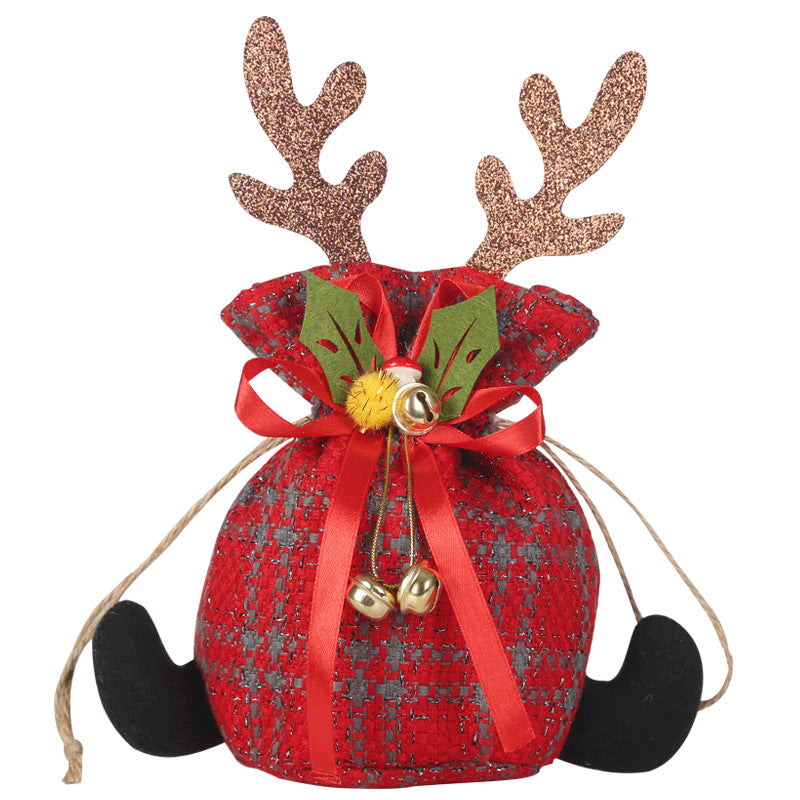 Christmas Apple Bag Antlers Checkered Cloth Gift Bag Christmas Eve Kindergarten Children's Small Gift Candy Bag