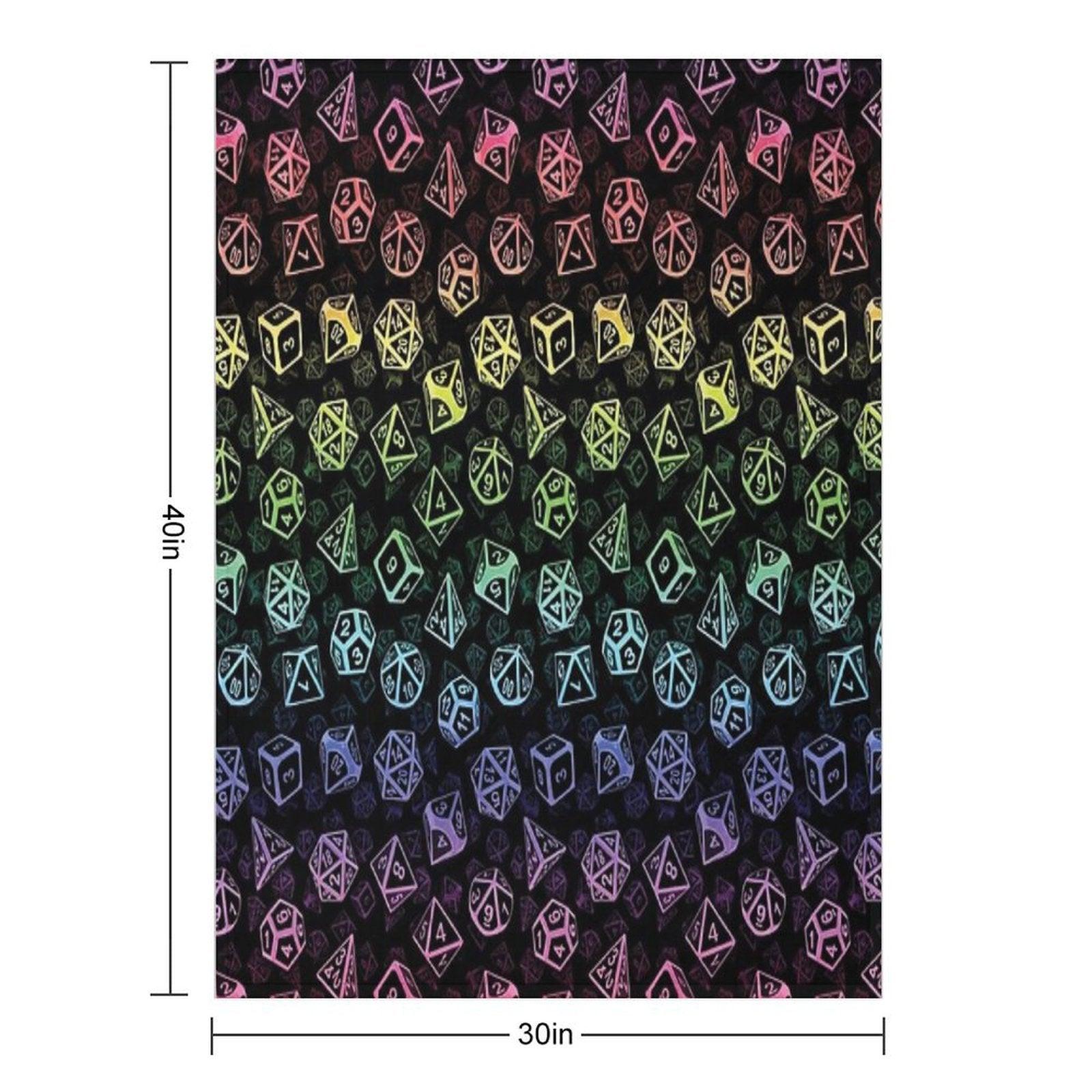 D20 Dice Set Pattern (Rainbow) Throw Blanket