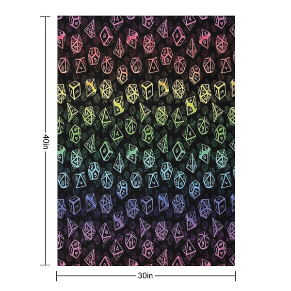 D20 Dice Set Pattern (Rainbow) Throw Blanket