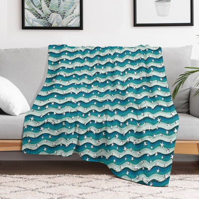 Copy of Stars And Stripes Teal Blue Fun Colourful Pattern Quick-dry Throw Blanket