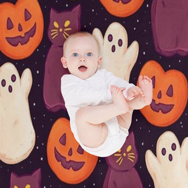 Halloween Marshmallows Dark Travel-friendly Throw Blanket