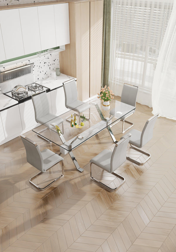Dining table Modern tempered glass dining table 79 ''x39''x30 '' 1105