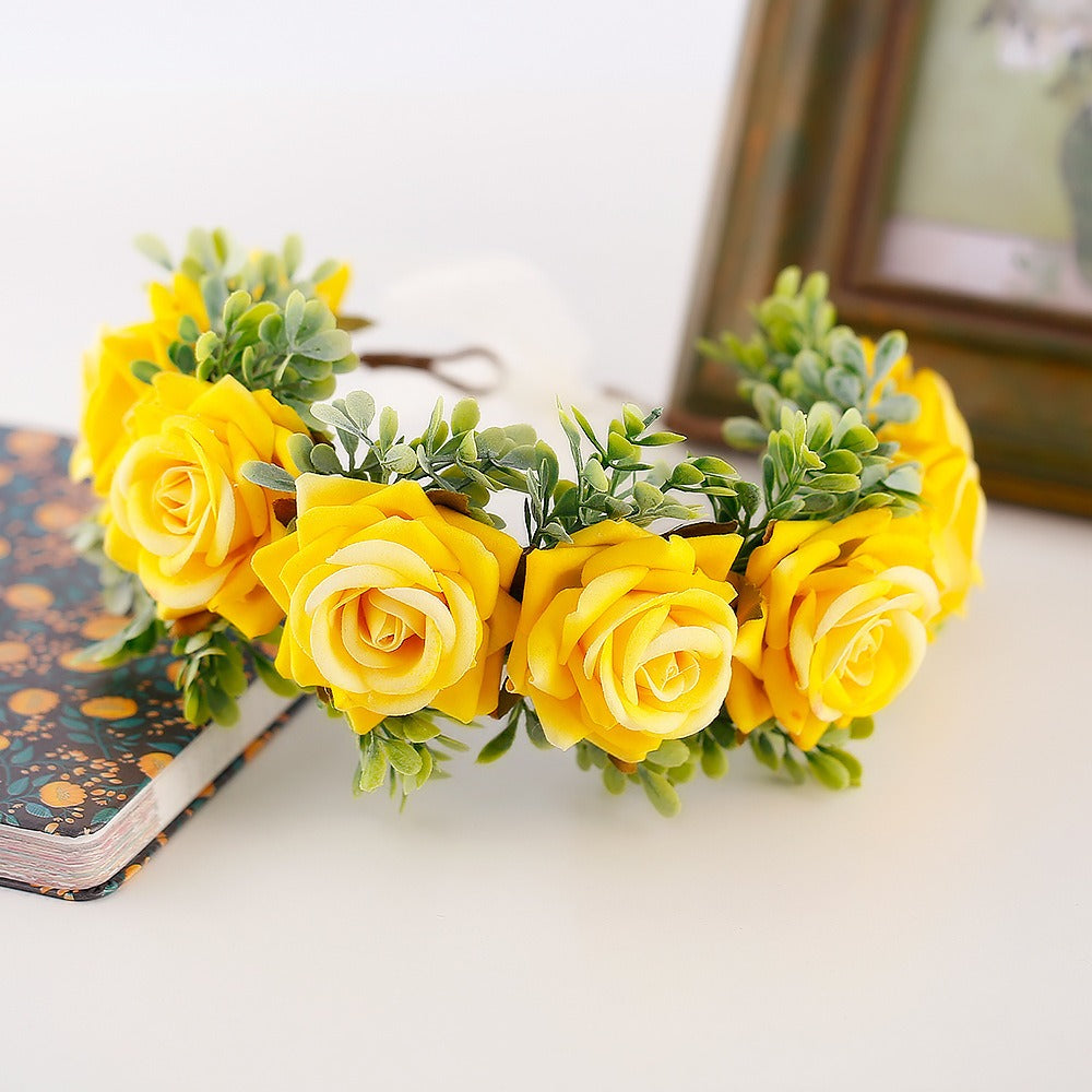 Handmade flower wreaths seaside vacation wedding accessories velvet adjustable hair accessories