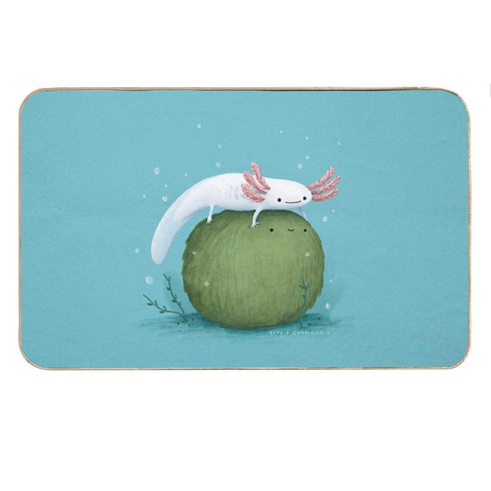Axolotl on A Mossball Bath Mat