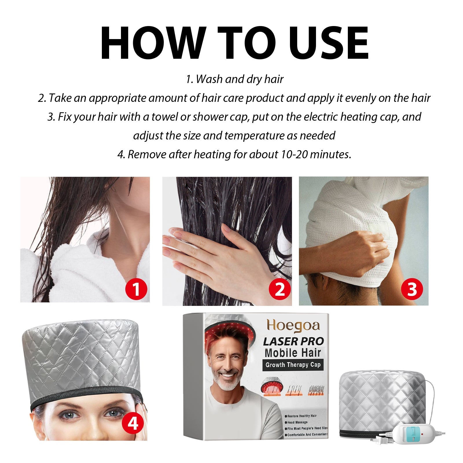 Moving Hair Growth Treatment, Repair Frizzy, Smooth And Dense Hair Scalp Care Heating Massage Cap