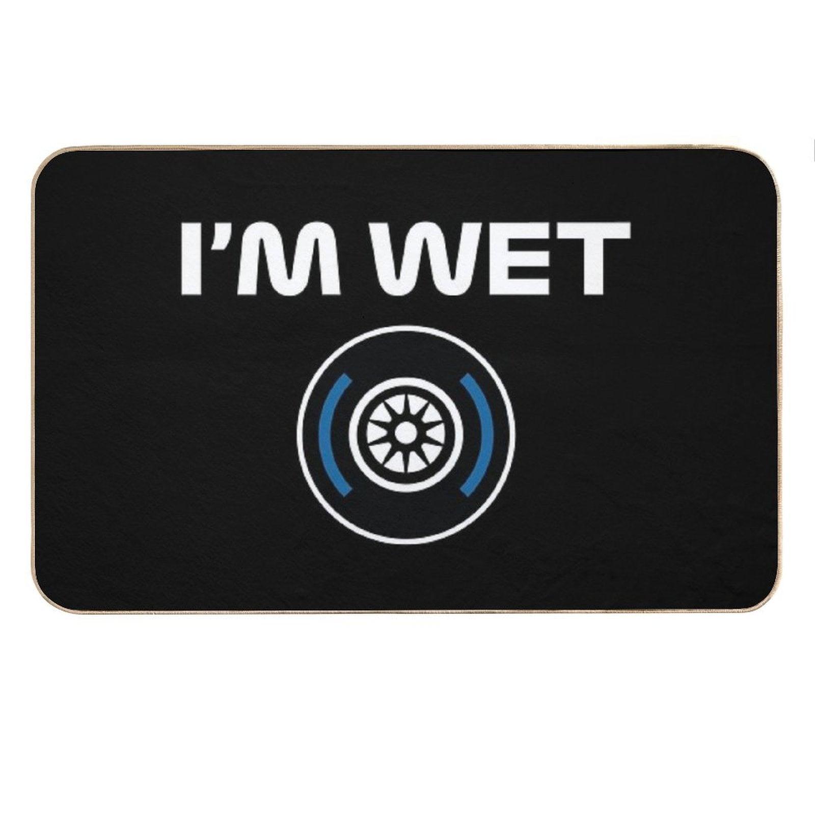 Funny Design I'm Wet (Wet Tyre Design - WhiteBlack BG) Bath Mat
