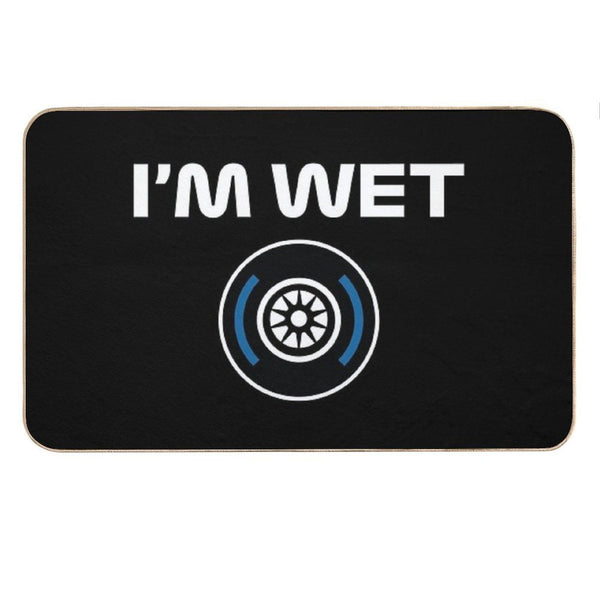 Funny Design I'm Wet (Wet Tyre Design - WhiteBlack BG) Bath Mat