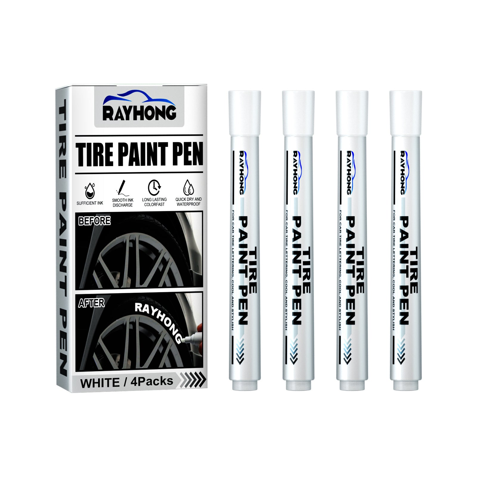 Tire Paint Pen, Car Tire Letter Pen Decorative Modification Supplies Graffiti Tracing Birthmark Pen