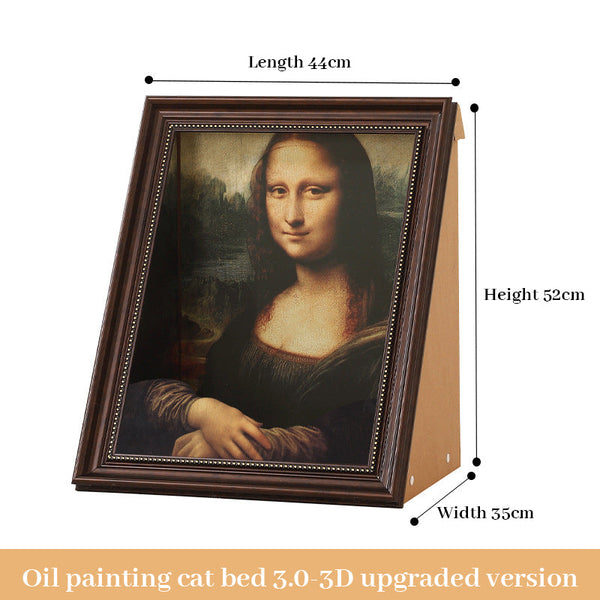 3D Mona Lisa Cat Scratcher with Removable Oil Painting Frame