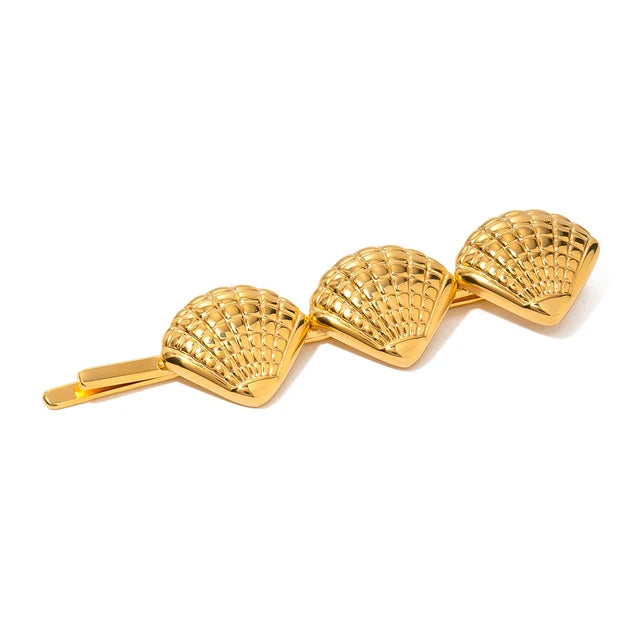 Stainless steel shell hair clip with bangs, high-end feel, ins metal hair accessories, broken hair clip at the back of the head