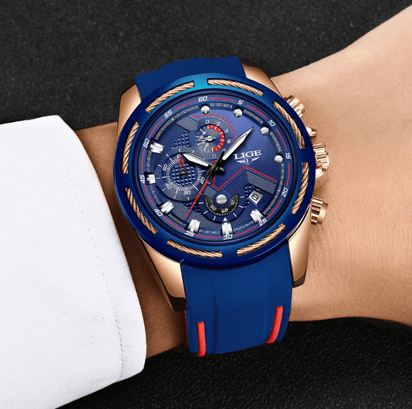 Men's Waterproof Modern Watch With Rubber Straps Multifunction Watches Unique Design Perfect Gift