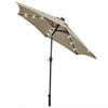 9 Feet Solar LED Lighted Patio Market Umbrella Tilt Adjustment Crank Lift-Tan - Tan