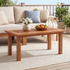 35.5 Inch Outdoor Modern Rectangular Coffee Table with Slatted Top for Backyard