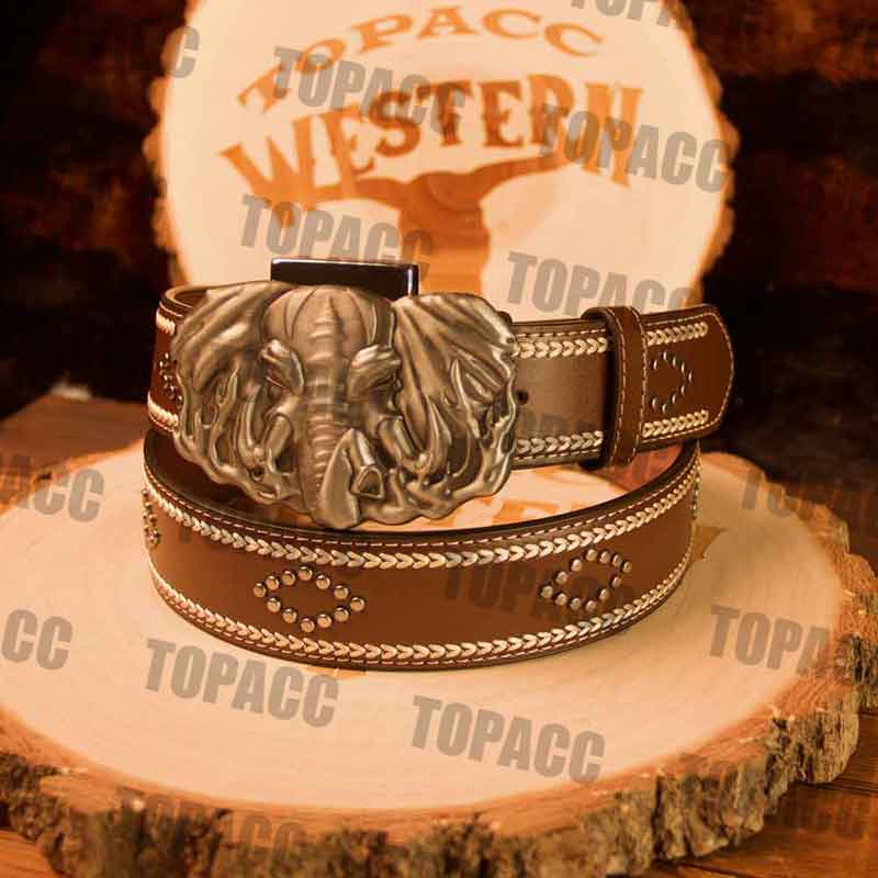 Leather Vintage Belt with Vintage Lighter Buckle