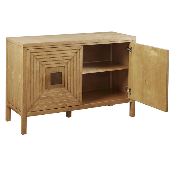 Paige Geometric 2-Door Storage Cabinet with Adjustable Shelves - Natural