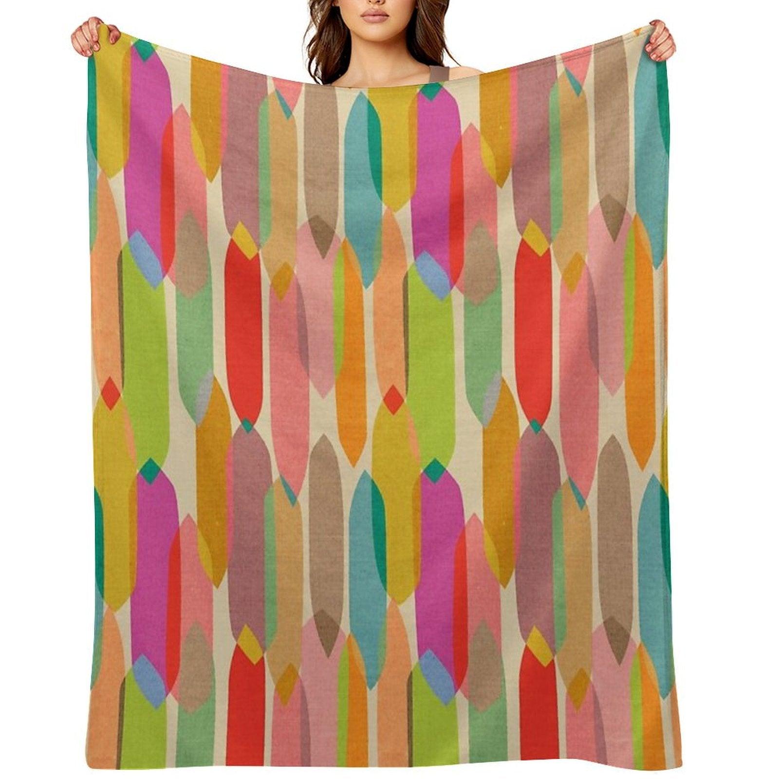 Mid Century Droplets Kaleidoscope Throw Blanket