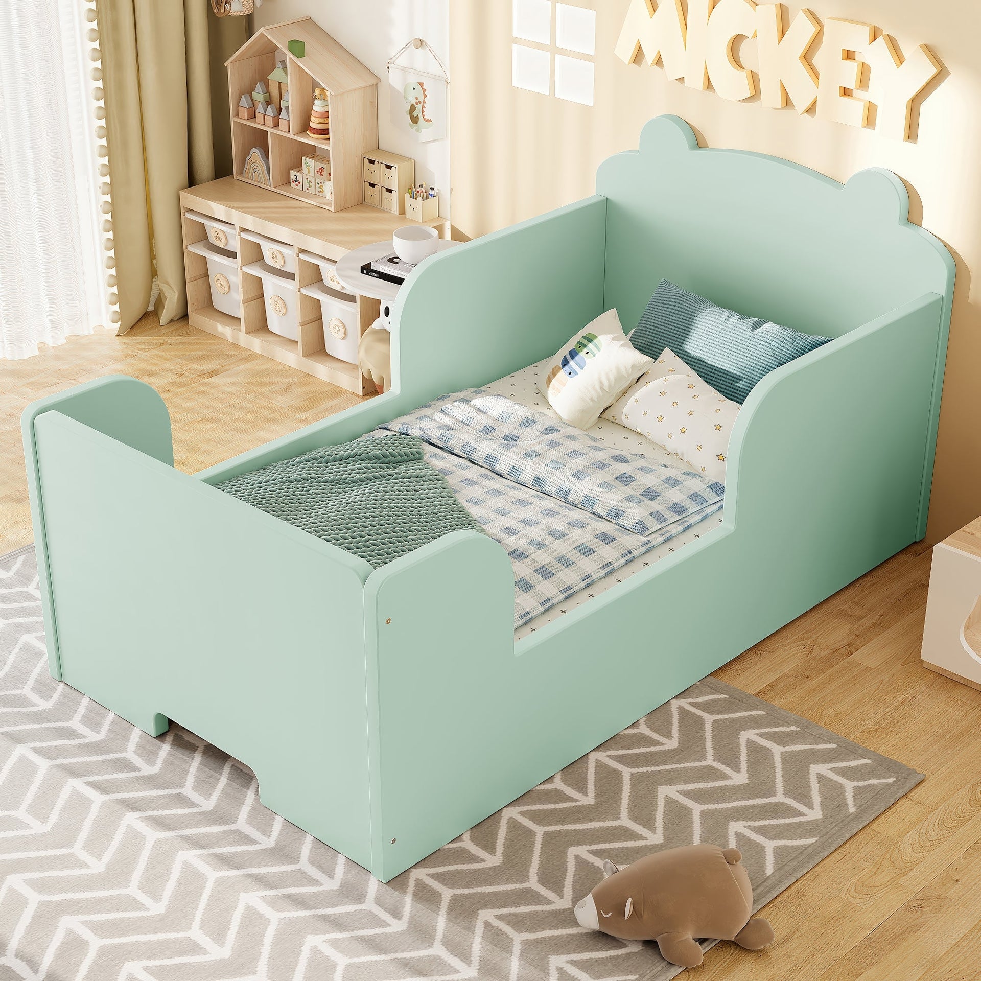 Toddler Floor Bed Frame, Bear Shape for Boys and Girls