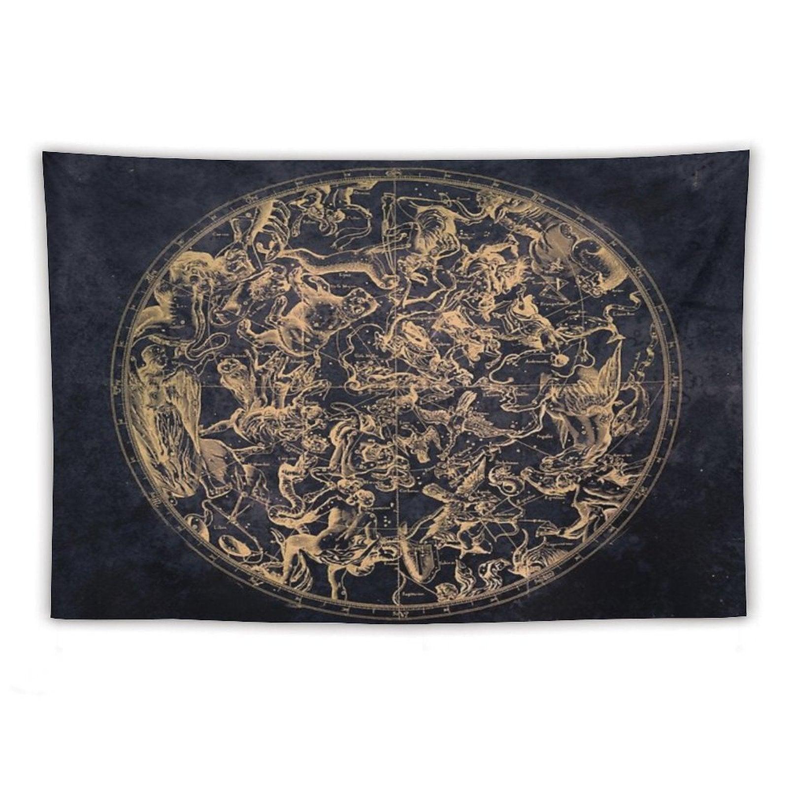Vintage Constellations And Astrological Signs  Yellowed Ink And Cosmic Colour Tapestry