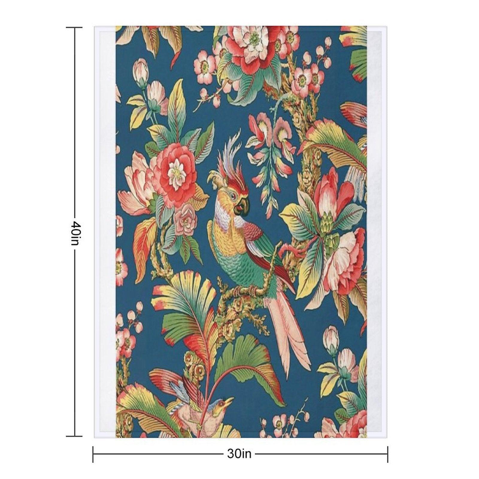 Antique French Chinoiserie in Blue Throw Blanket