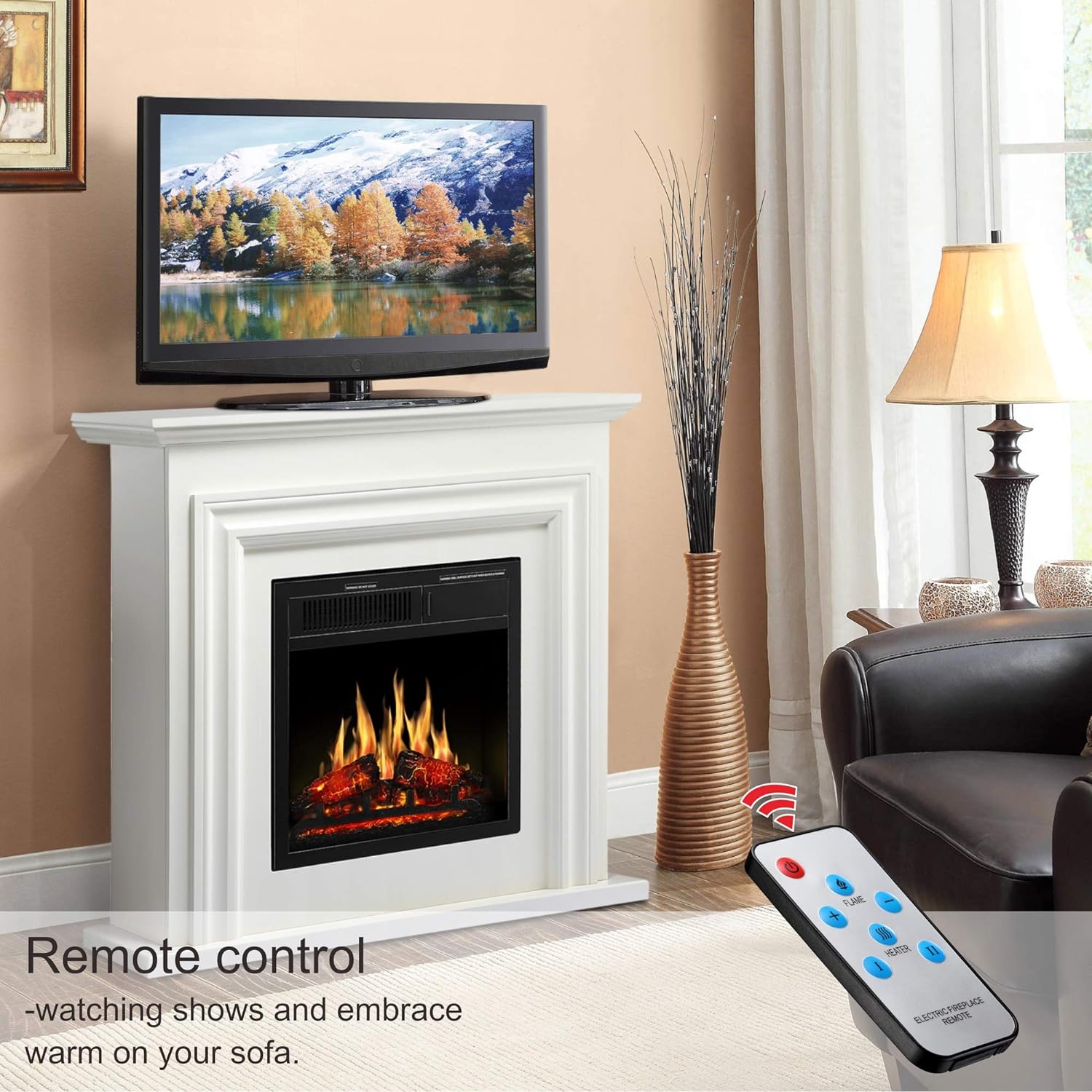 36 Inch Electric Fireplace Mantel Wooden Surround Firebox M1804 Kismile