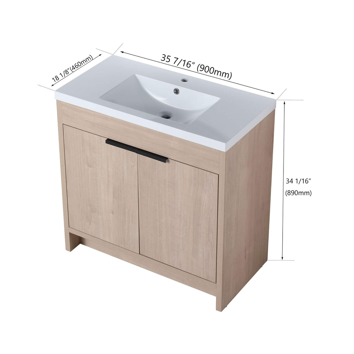 36-Inch Freestanding Bathroom Vanity With White Resin Sink (SAK39274)