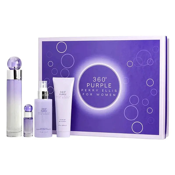 360° Purple By Perry Ellis For Women 4Pcs Set EDP Spray
