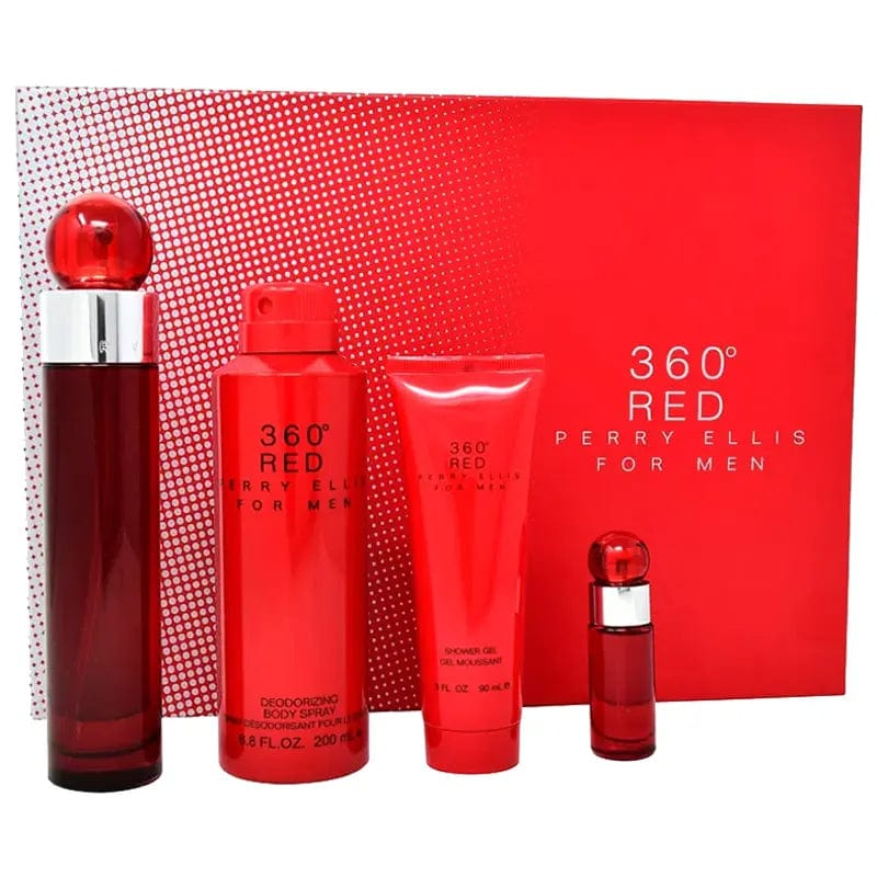360 Red By Perry Ellis For Men 4Pcs Set EDT Spray