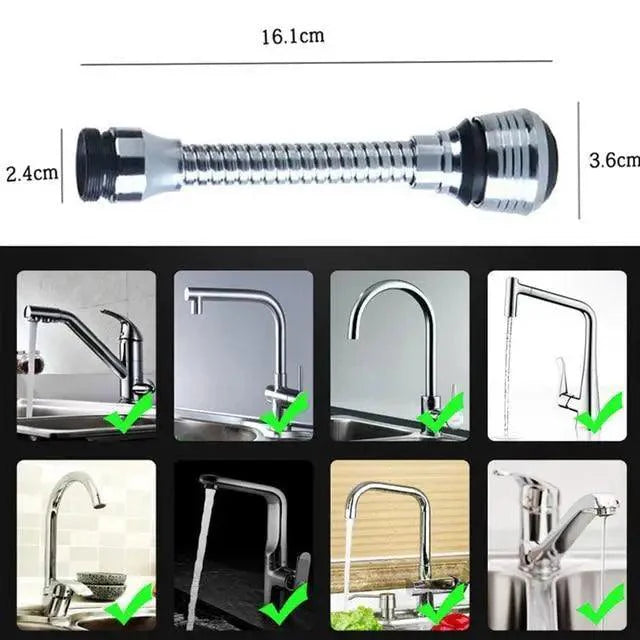 360 Degree Kitchen Sink Tap Faucet Extender, Universal Stainless Steel Faucet Extender with Flexible Swivel Tap Aerator Hose, 2 Water Outlet Modes, Faucet Extender Water Saving Bathroom Kitchen Accessories