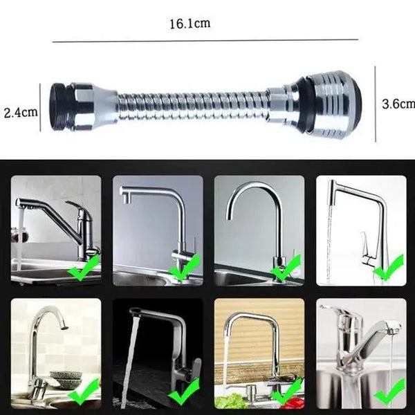 360 Degree Kitchen Sink Tap Faucet Extender, Universal Stainless Steel Faucet Extender with Flexible Swivel Tap Aerator Hose, 2 Water Outlet Modes, Faucet Extender Water Saving Bathroom Kitchen Accessories