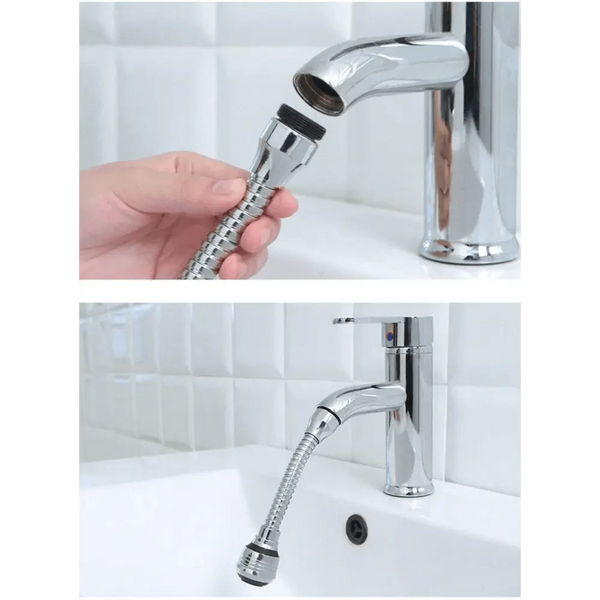 360 Degree Kitchen Sink Tap Faucet Extender, Universal Stainless Steel Faucet Extender with Flexible Swivel Tap Aerator Hose, 2 Water Outlet Modes, Faucet Extender Water Saving Bathroom Kitchen Accessories