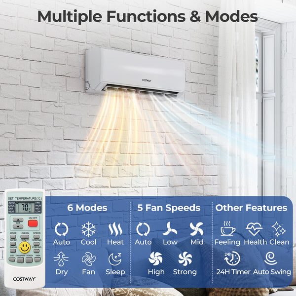 36000 BTU 2 Zone 23 SEER2 Mini Split Air Conditioner Wifi Enabled with Heat Pump-12K + 24K