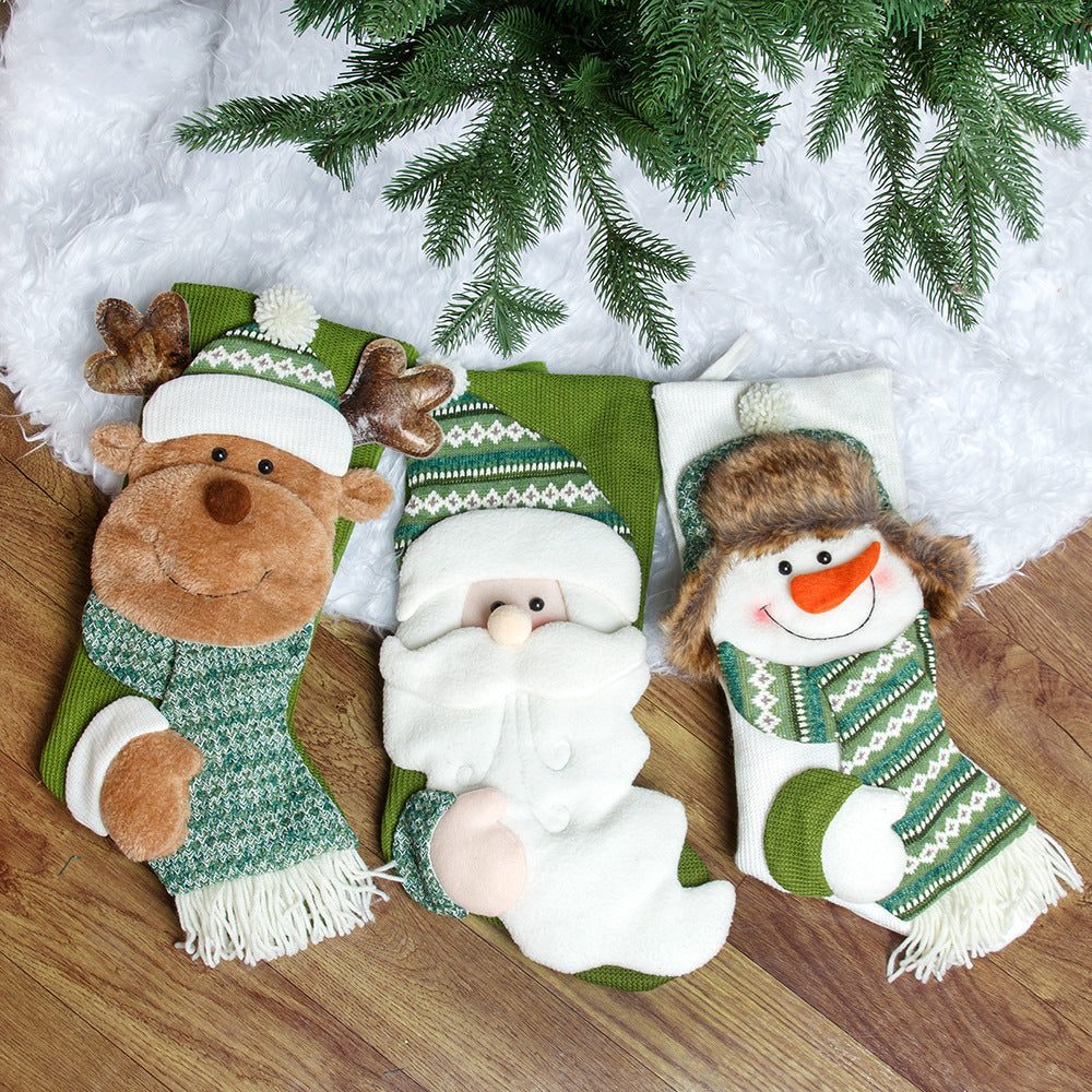 Christmas decorations, hanging decorations, candy socks, gift socks, Christmas gifts, green Christmas socks