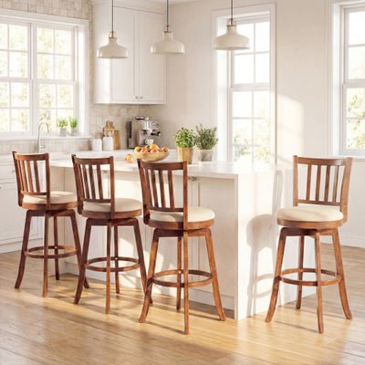 360° Rotating Counter Height Chairs Set of 4 with Backrest and Upholstered Seat-29 inches