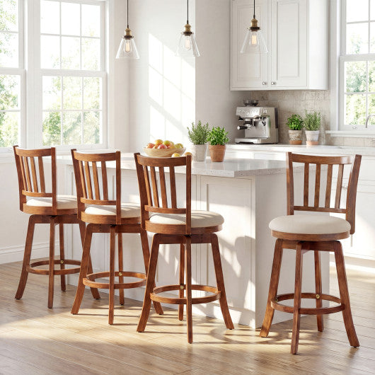 360° Rotating Counter Height Chairs Set of 4 with Backrest and Upholstered Seat-24 inches
