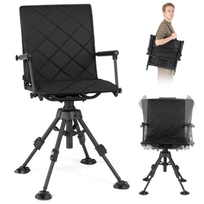 360° Silent Swivel Hunting Seat with 5-Level Adjustable-Black