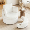 360° Swivel Accent Chair with Half Moon Storage Ottoman-White