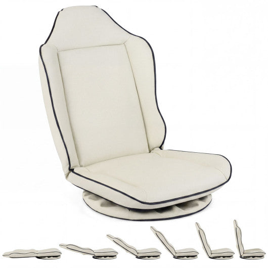 360° Swivel Floor Gaming Chair with 5-Level Adjustable Backrest-Beige