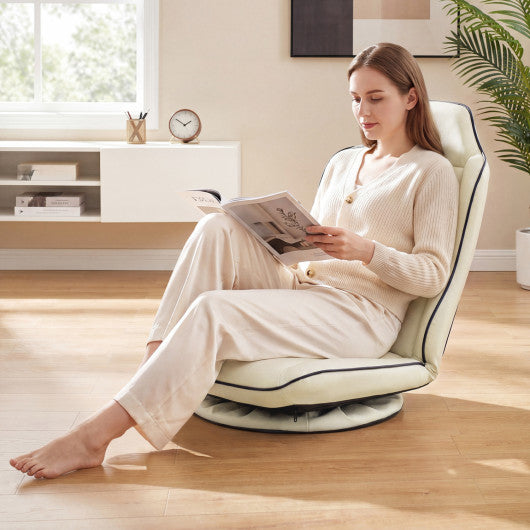 360° Swivel Floor Gaming Chair with 5-Level Adjustable Backrest-Beige