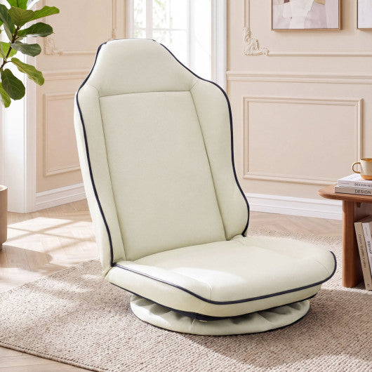 360° Swivel Floor Gaming Chair with 5-Level Adjustable Backrest-Beige