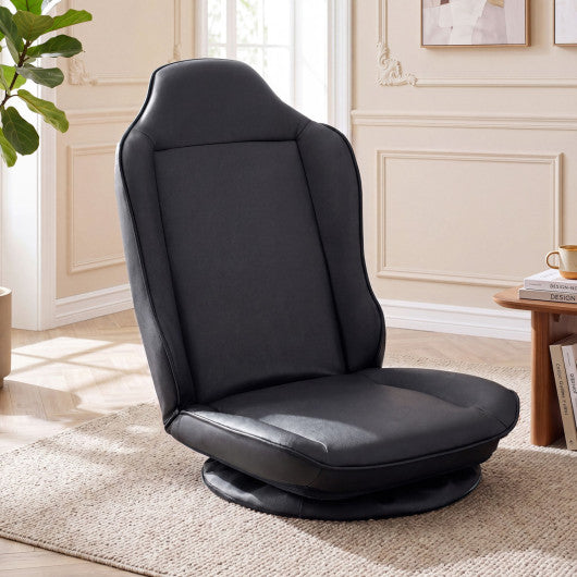 360° Swivel Floor Gaming Chair with 5-Level Adjustable Backrest-Black
