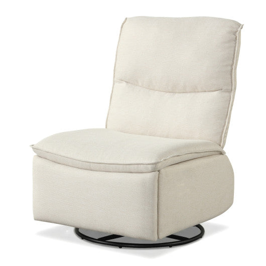 360° Swivel Rocking Chair with Cushioned Back for Living Room-Beige