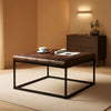 Yellowish-Brown Faux Leather Ottoman Coffee Table Sturdy