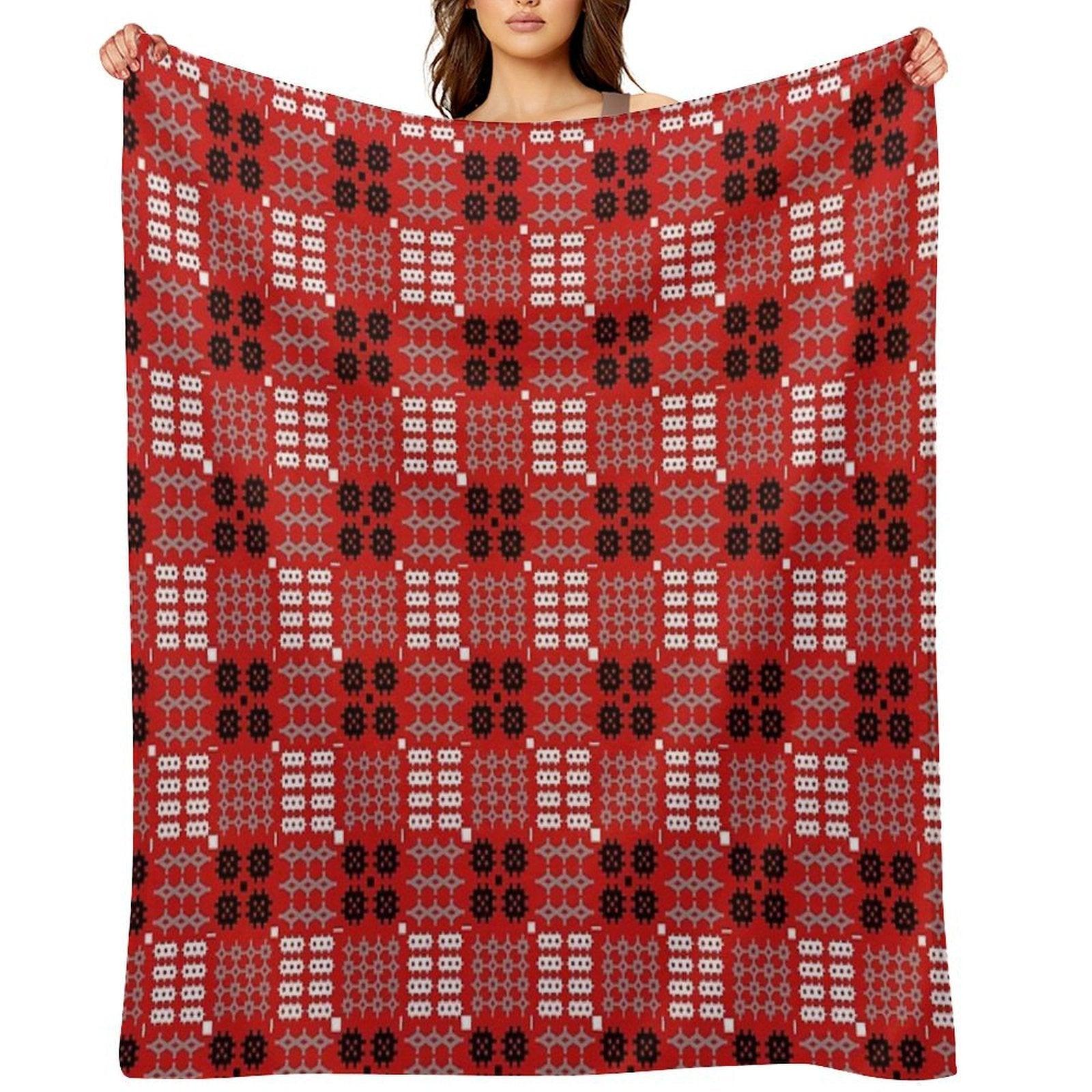 Welsh Design, Carthen Cymraeg, Cymreig (red) (Printed Image - Not Real  Tapestry) Throw Blanket