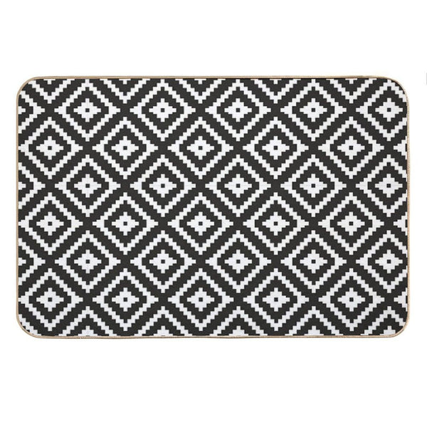 Aztec - White on Black Bath Mat