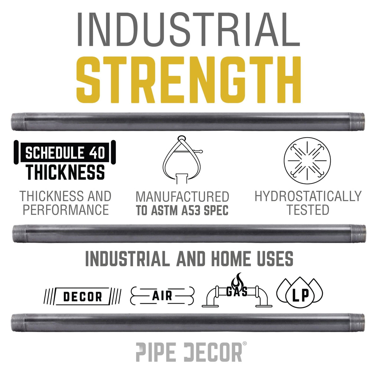 1 in. x 4 1/2 in. Black Pipe
