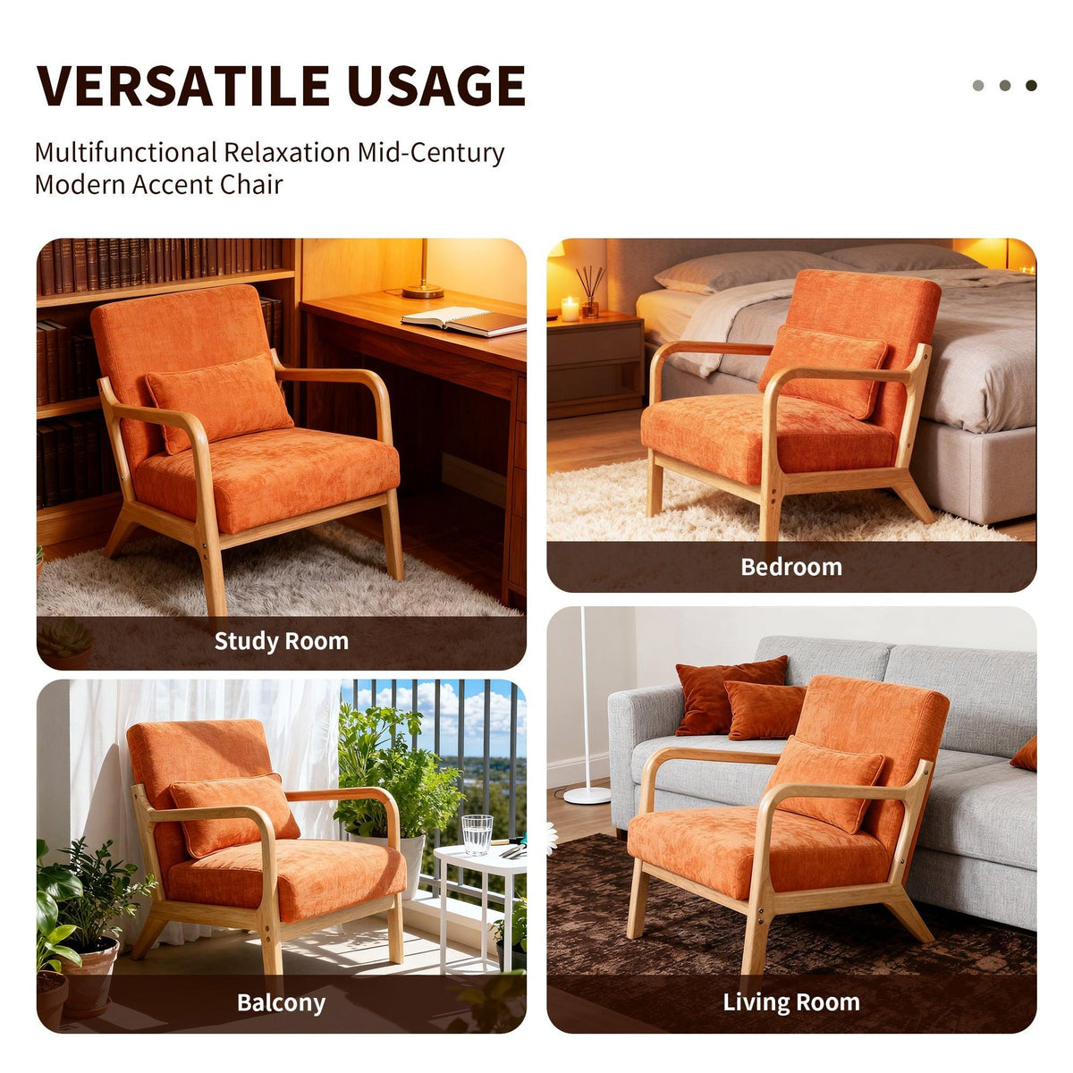 Antique Orange Cotton‑Linen Chair
