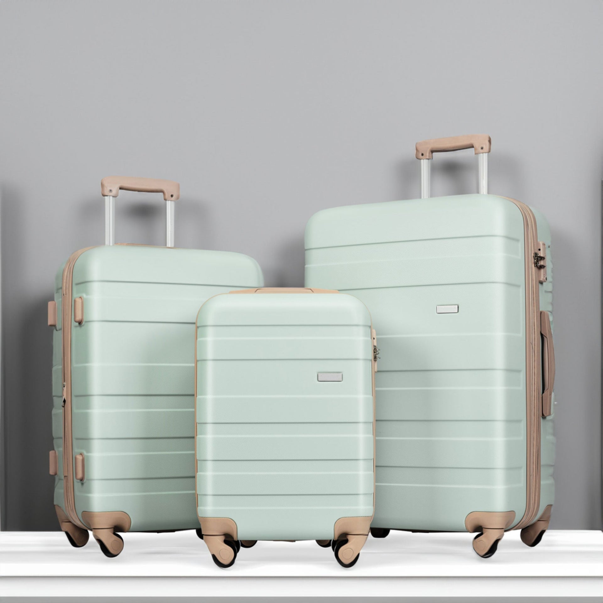 Luggage Sets New Model Expandable ABS Hardshell 3pcs Clearance Luggage ( Grey Green)