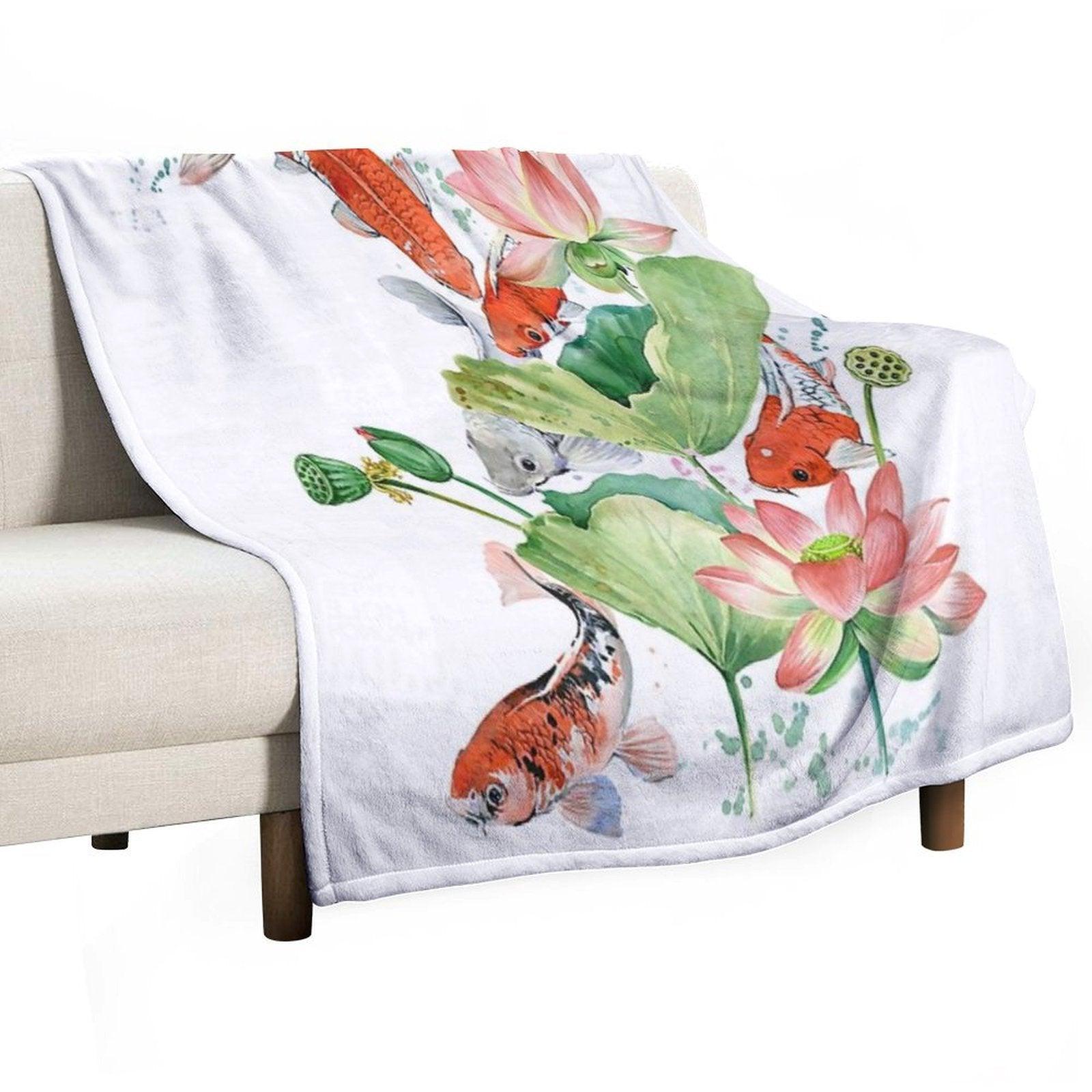 Koi Carp Fish Throw Blanket