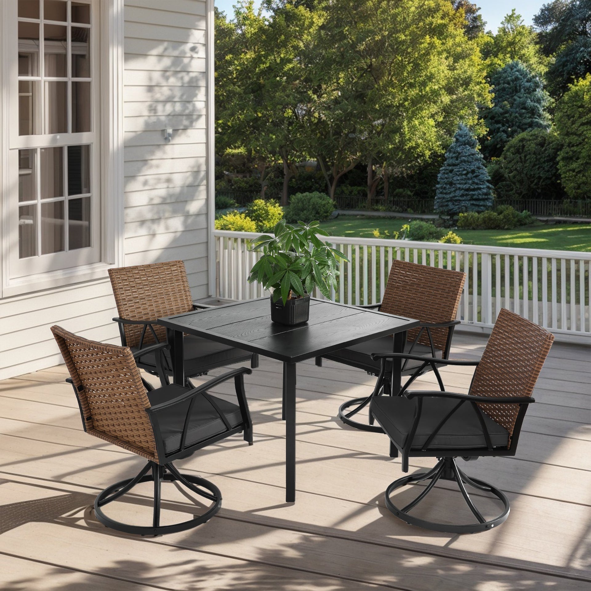 5 Piece Patio Dining Set with Removable Cushions