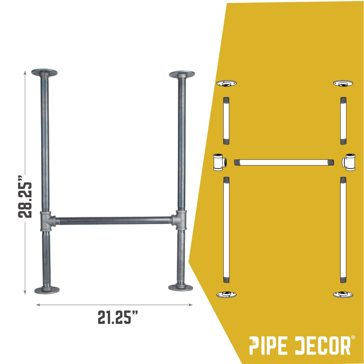 3/4 in. H Pipe Desk Main. Leg - 1 Leg